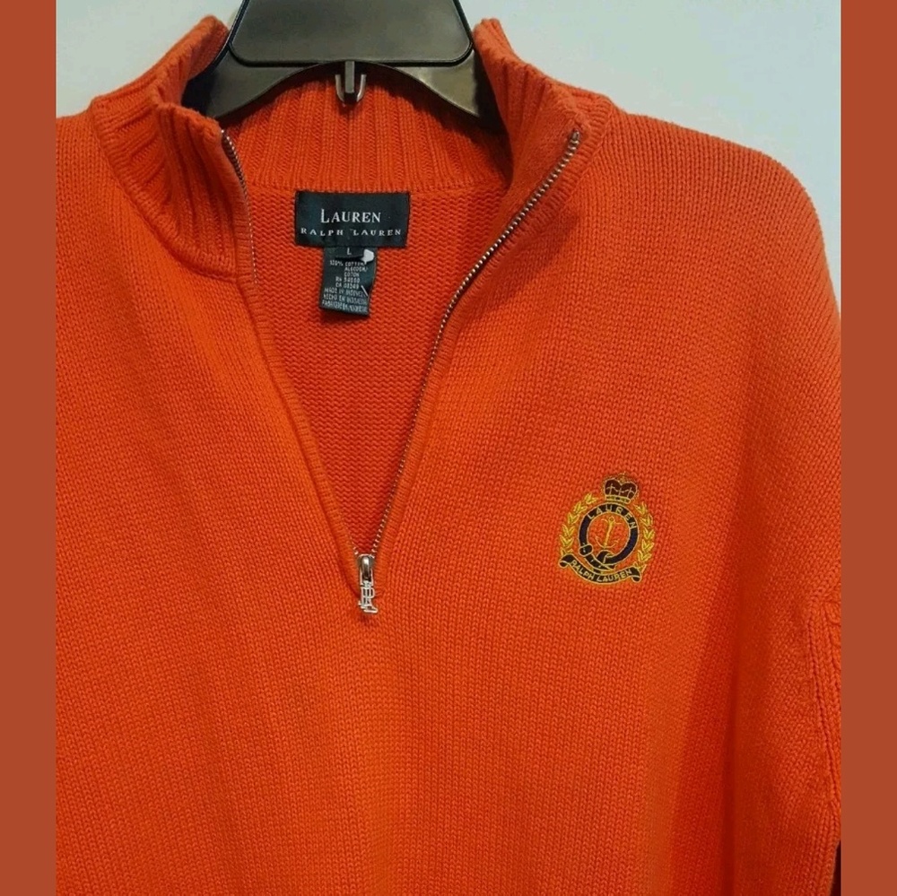 Men's POLO RALPH LAUREN Orange 1/4 Zip SWEATER